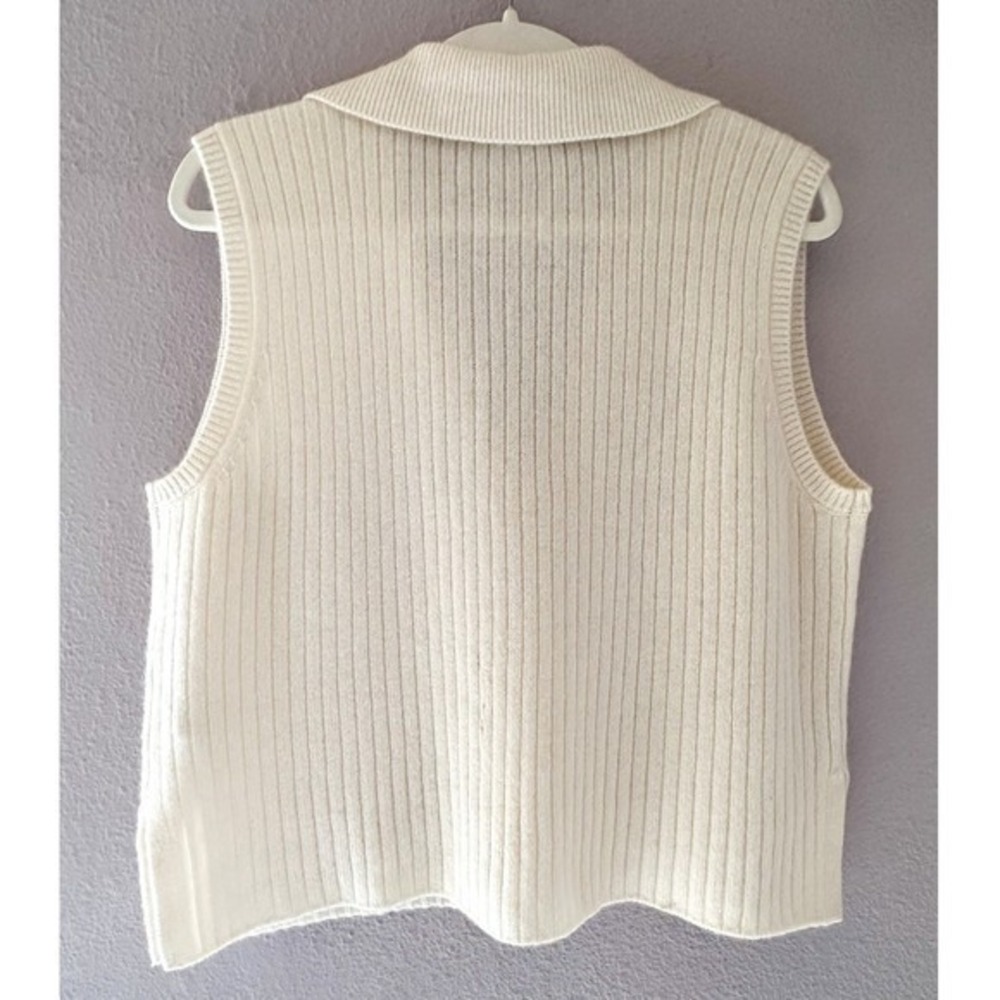 Reformation Sydney Cashmere Collared Sweater Ribbed V Neck Ivory Size Large - Picture 7 of 7